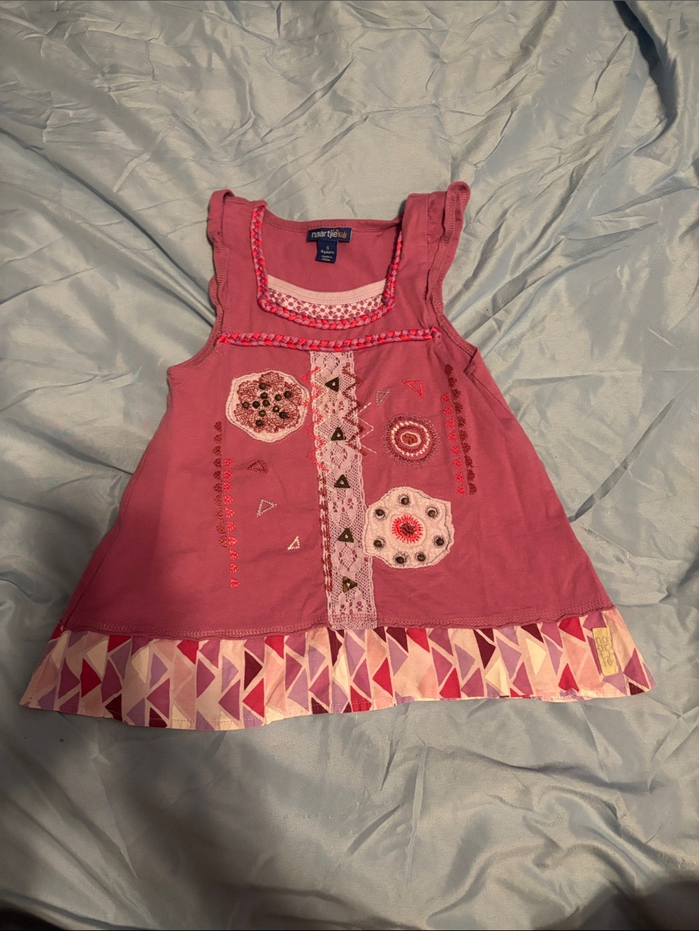Naartjie Kids Pink Embroidered Girls' Tank